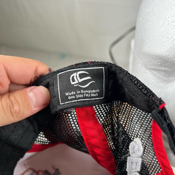 Racing Trucker Embroidered Baseball Cap Hat Red Black Flames Streetwear Vintage - Picture 7 of 9